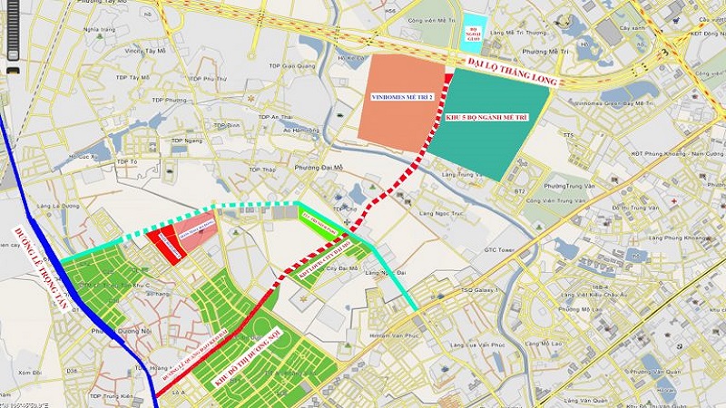 Bản đồ quy hoạch đường Lê Quang Đạo kéo dài